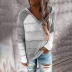 Women's Patchwork Hoodie – Relaxed Fit Casual Pullover