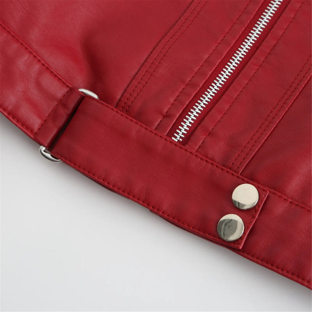 Women's Faux Leather Jacket – Retro Zip-Up Moto Jacket