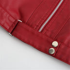 Women's Faux Leather Jacket – Retro Zip-Up Moto Jacket