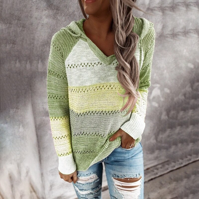 Women's Patchwork Hoodie – Relaxed Fit Casual Pullover