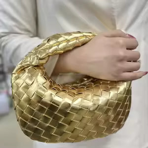 Women's Braided Metallic Handbag – Luxury Evening Handbag – Blair