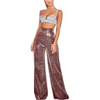 Women's Glitter Wide Leg Pants – High Waist Sparkly Party Trousers