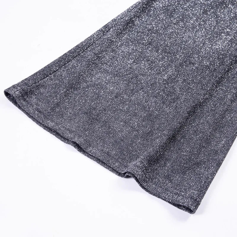 Women's Glitter Wide Leg Pants – High Waist Sparkly Party Trousers