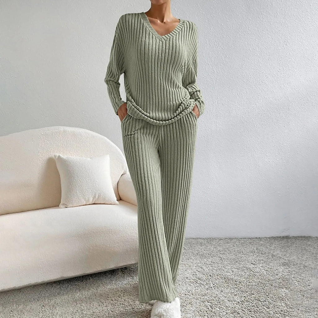 Women's V-Neck Knit Set – Soft Lounge Co-Ord