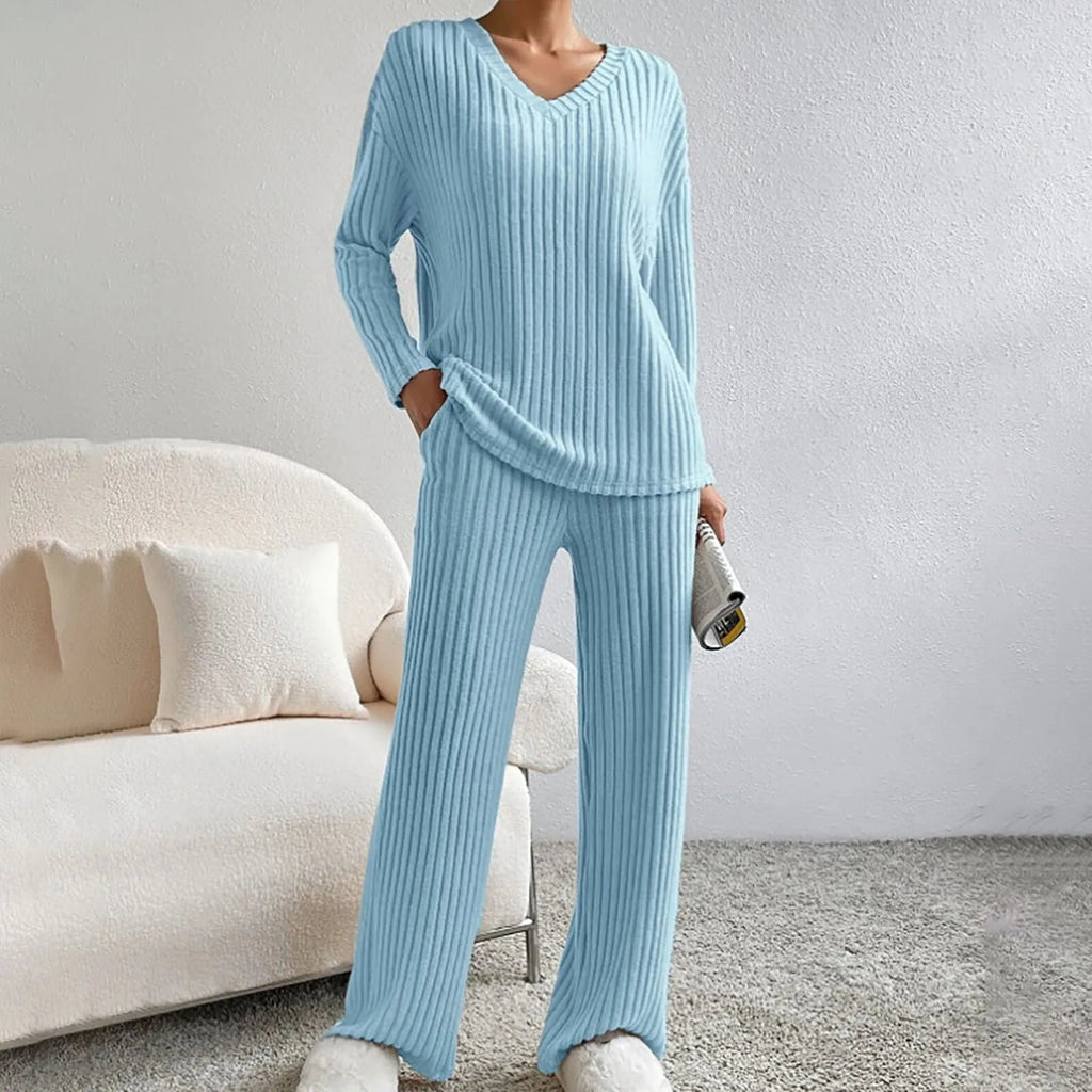 Women's V-Neck Knit Set – Soft Lounge Co-Ord