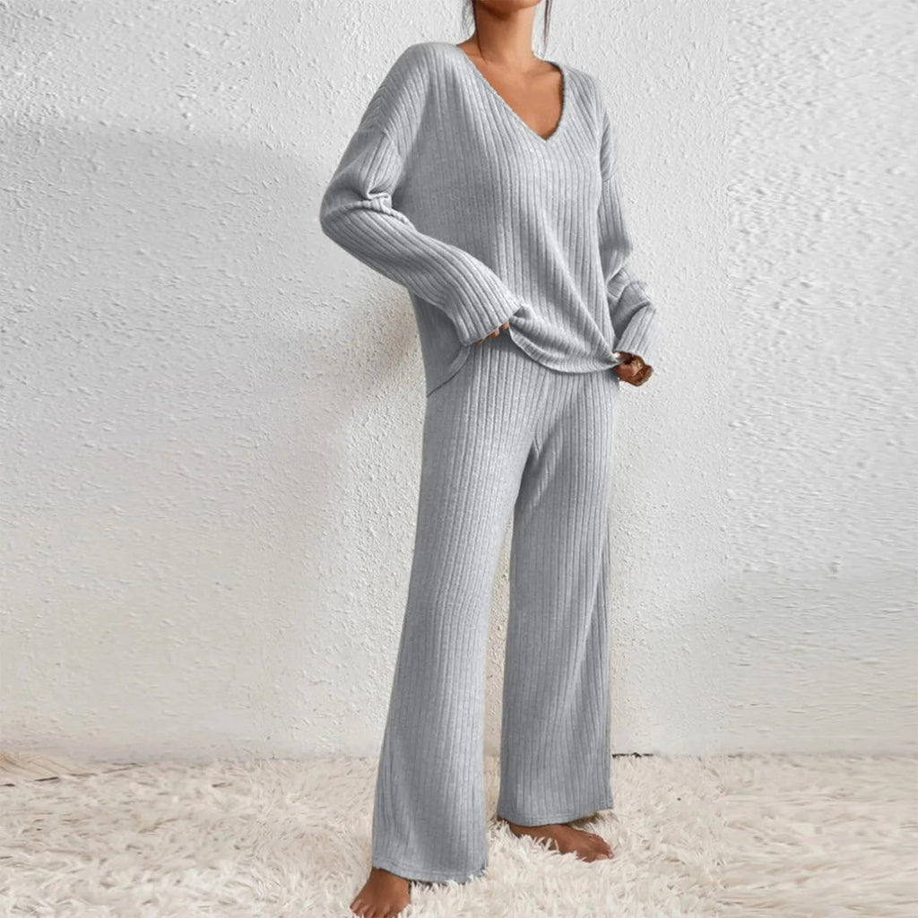 Women's V-Neck Knit Set – Soft Lounge Co-Ord