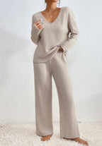 Women's V-Neck Knit Set – Soft Lounge Co-Ord