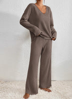 Women's V-Neck Knit Set – Soft Lounge Co-Ord