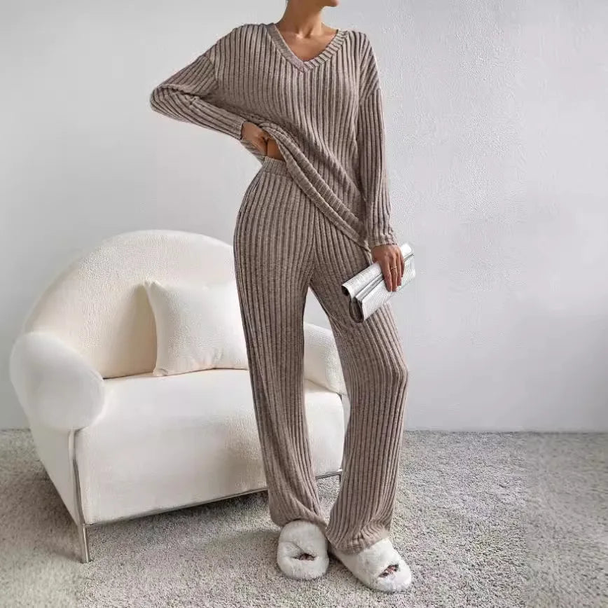 Women's V-Neck Knit Set – Soft Lounge Co-Ord