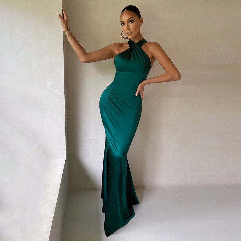 Women's Draped Halter Gala Dress – Formal Evening Occasion Dress