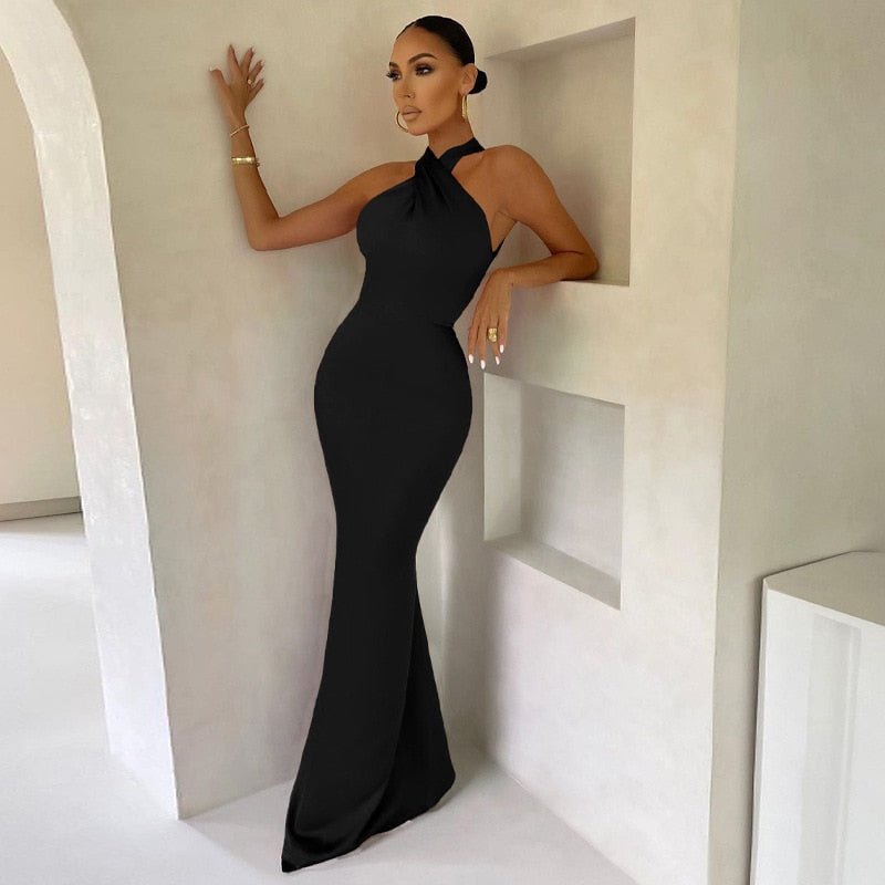 Women's Draped Halter Gala Dress – Formal Evening Occasion Dress
