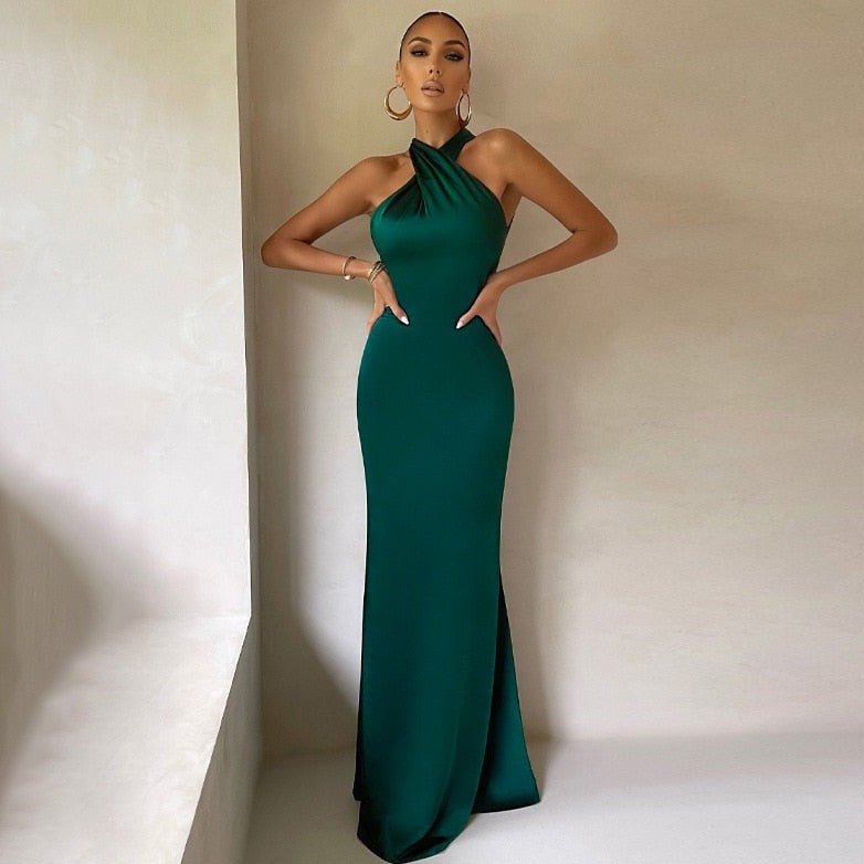 Women's Draped Halter Gala Dress – Formal Evening Occasion Dress