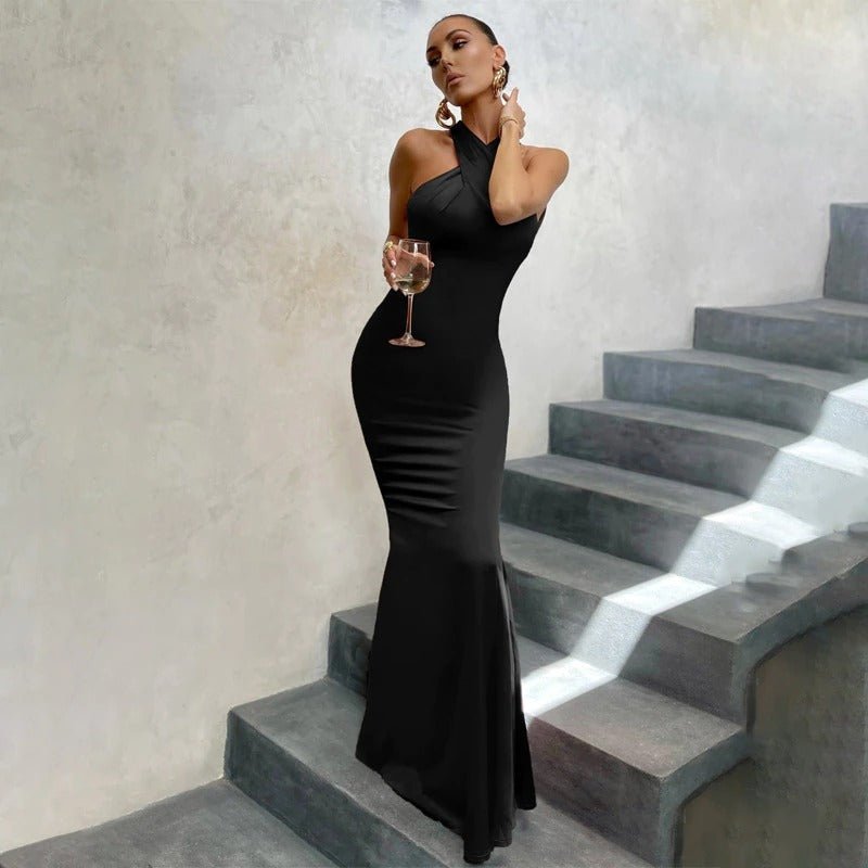 Women's Draped Halter Gala Dress – Formal Evening Occasion Dress