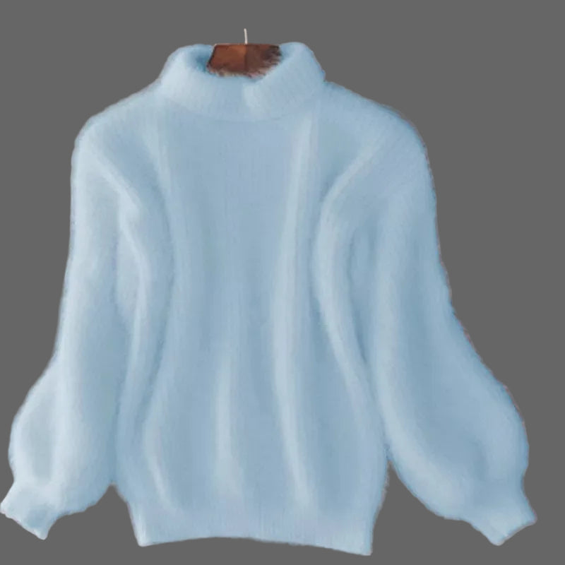 Women's Chunky Turtleneck Sweater – Black High Neck Winter Pullover