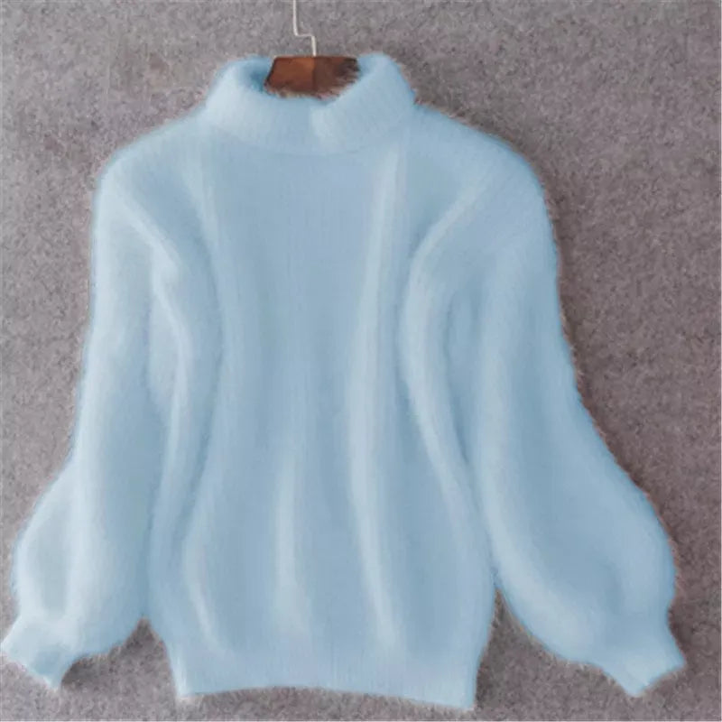 Women's Chunky Turtleneck Sweater – Black High Neck Winter Pullover