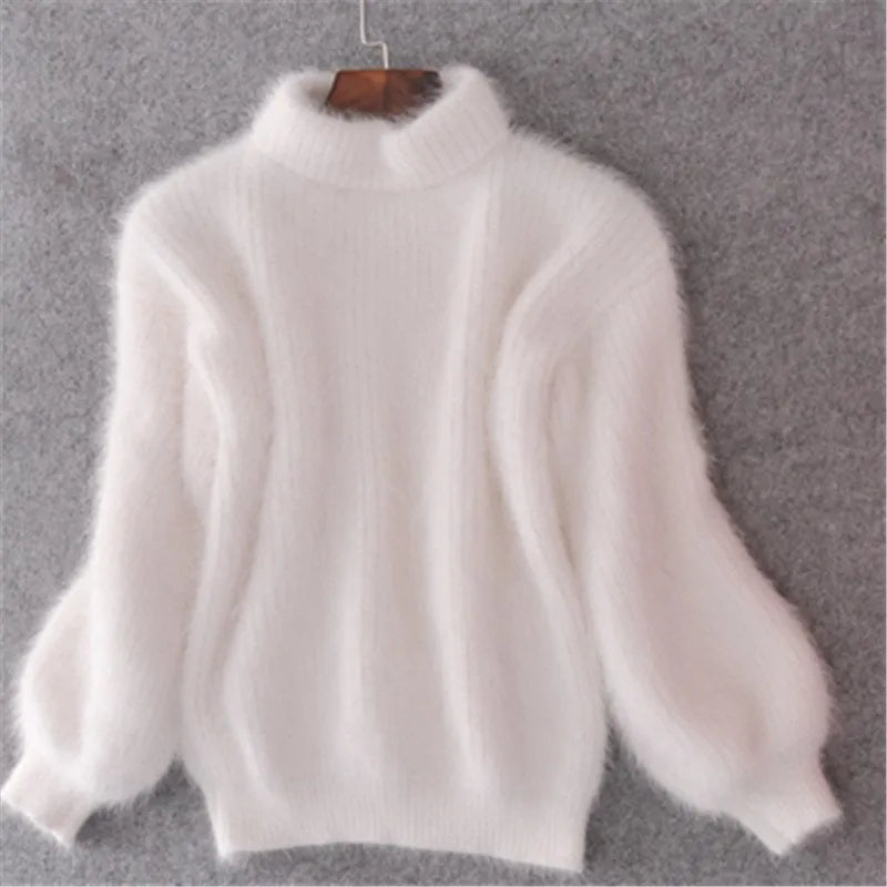 Women's Chunky Turtleneck Sweater – Black High Neck Winter Pullover