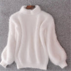 Women's Chunky Turtleneck Sweater – Black High Neck Winter Pullover