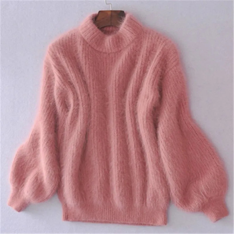 Women's Chunky Turtleneck Sweater – Black High Neck Winter Pullover
