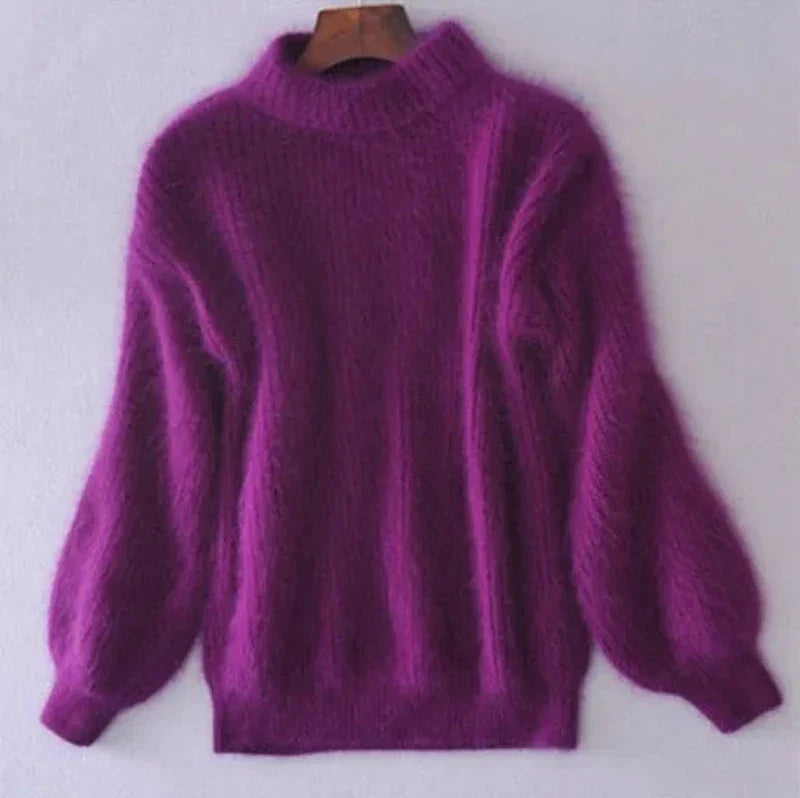 Women's Chunky Turtleneck Sweater – Black High Neck Winter Pullover