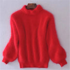 Women's Chunky Turtleneck Sweater – Black High Neck Winter Pullover