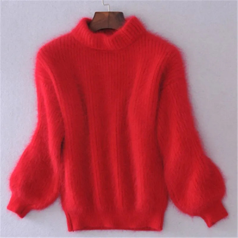 Women's Chunky Turtleneck Sweater – Black High Neck Winter Pullover