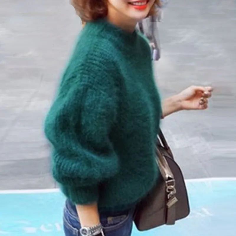 Women's Chunky Turtleneck Sweater – Black High Neck Winter Pullover