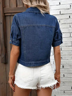 Women's Short Jean Jacket – Cropped Button Front Casual Jacket