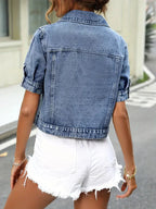 Women's Short Jean Jacket – Cropped Button Front Casual Jacket
