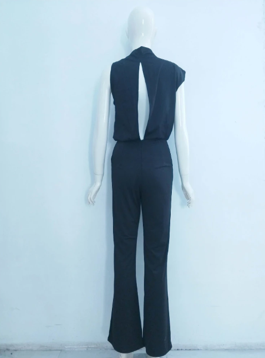 Women's Sleeveless Wide Leg Jumpsuit – Round Neck Flowy Jumpsuit