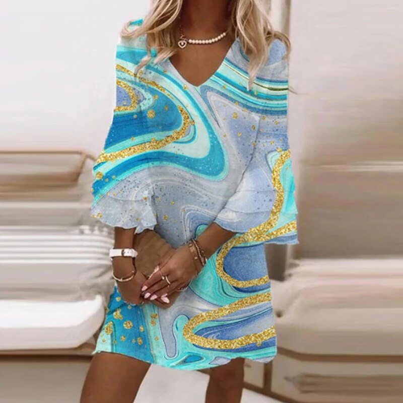 Women's Printed Midi Dress – Casual Everyday Dress – Scarlett