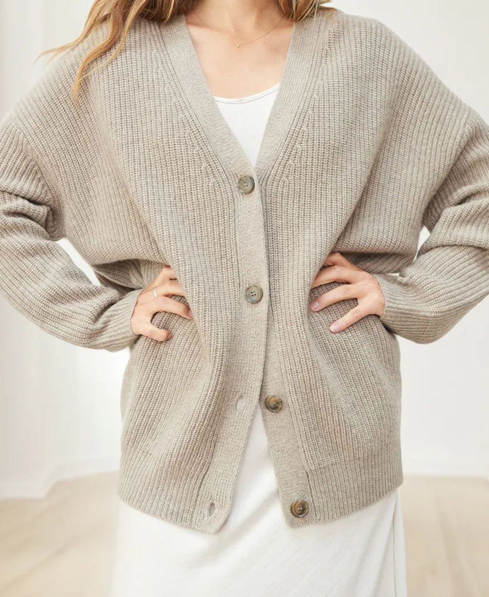 Women's Oversized Button Cardigan – Relaxed Long Sleeve Cardigan