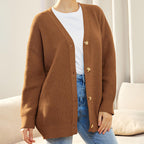 Women's Oversized Button Cardigan – Relaxed Long Sleeve Cardigan