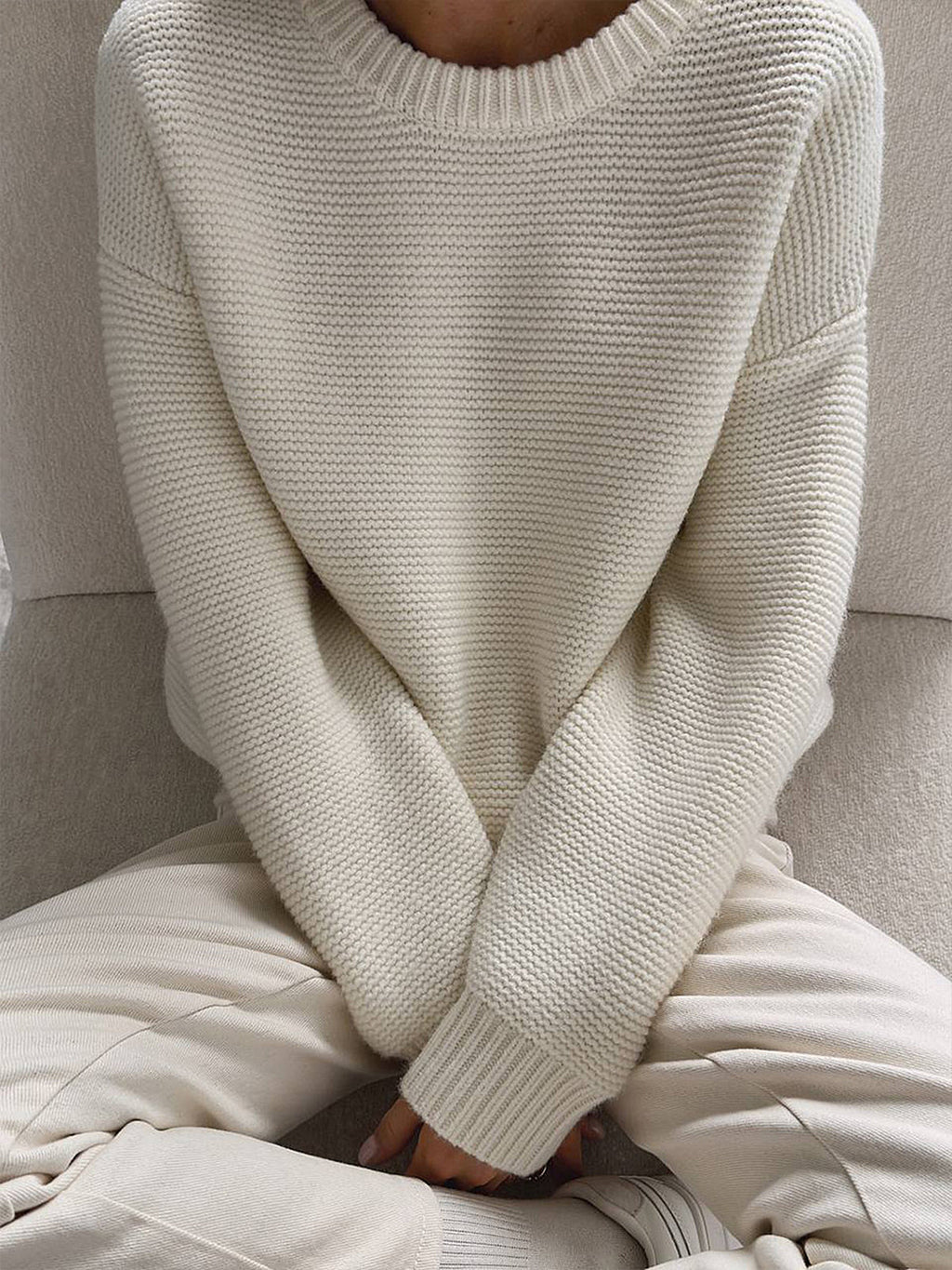 Women's Ribbed Crew Neck Sweater – Regular Fit Long Sleeve Pullover