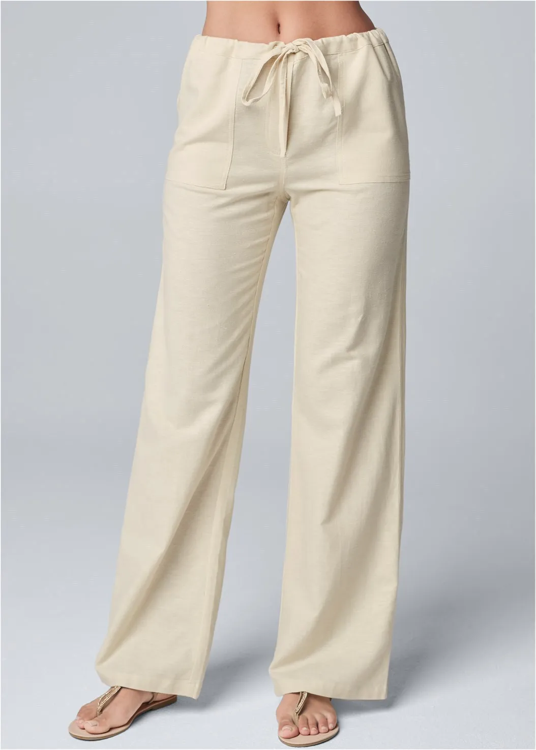 Women's Ankle Length Trousers – Drawstring Waist Relaxed Casual Pants