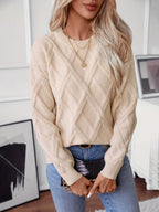 Women's Cable Knit Sweater – Relaxed Classic Winter Sweater