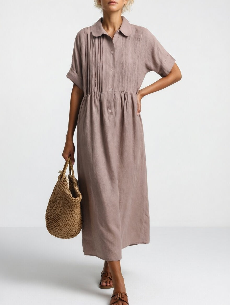 Women's Flowy Shirt Dress – Button Front Relaxed Day Dress