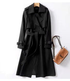 Women's Belted Trench Coat – Double-Breasted Longline Coat