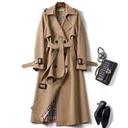 Women's Belted Trench Coat – Double-Breasted Longline Coat
