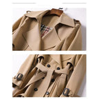 Women's Belted Trench Coat – Double-Breasted Longline Coat