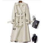 Women's Belted Trench Coat – Double-Breasted Longline Coat