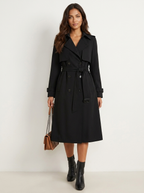Women's Belted Trench Coat – Double-Breasted Longline Coat