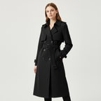 Women's Belted Trench Coat – Double-Breasted Longline Coat