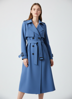 Women's Belted Trench Coat – Double-Breasted Longline Coat