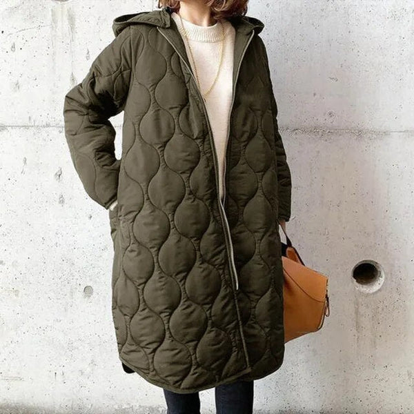 Women's Longline Puffer Coat – Hooded Quilted Winter Parka