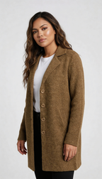 Women's Longline Car Coat – Button Front Lapel Coat