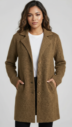 Women's Longline Car Coat – Button Front Lapel Coat