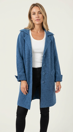Women's Longline Car Coat – Button Front Lapel Coat