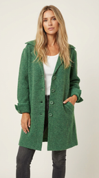 Women's Longline Car Coat – Button Front Lapel Coat