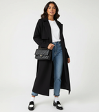 Women's Longline Overcoat – Double-Breasted Lapel Dress Coat