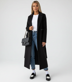 Women's Longline Overcoat – Double-Breasted Lapel Dress Coat